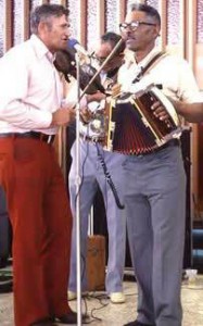 Vinesse Lejeune on fiddle, Alphone "Bois Sec" Ardoin on accordion with Canray Fontenot in 1979
